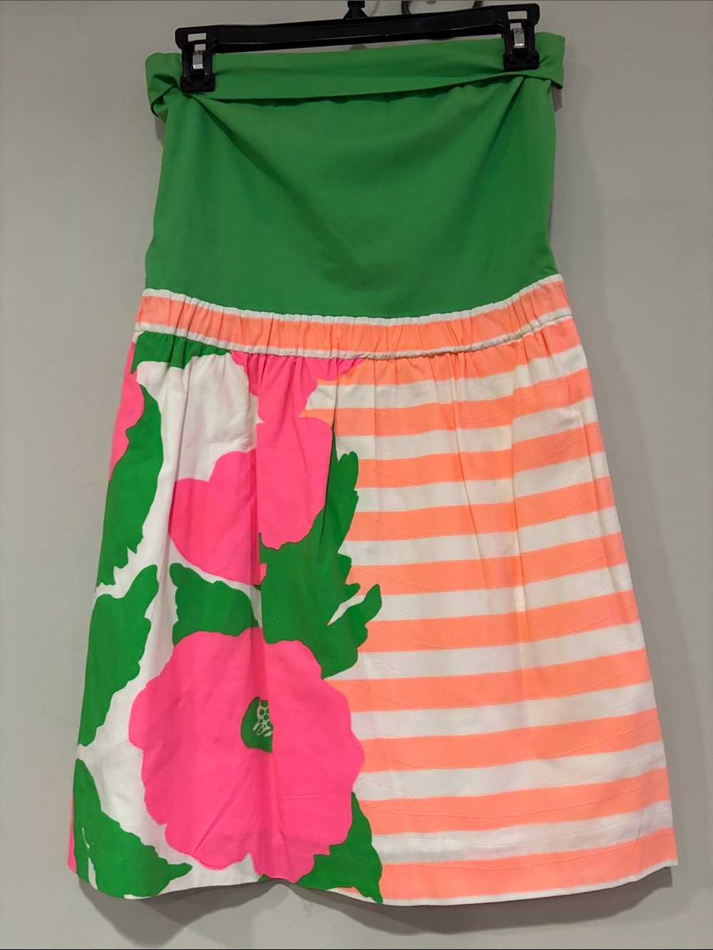 Lilly Pulitzer Green, Hot Pink & Peach Floral Strapless Dress - Picture 4 of 7